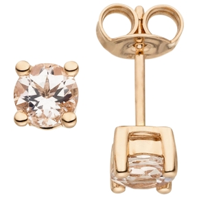 Ohrstecker Solitär Ohrringe mit rosa Morganite, 585 Gold Rotgold Rosegold Ohrstecker Solitär Ohrringe mit rosa Morganite, 585 Gold Rotgold Rosegold