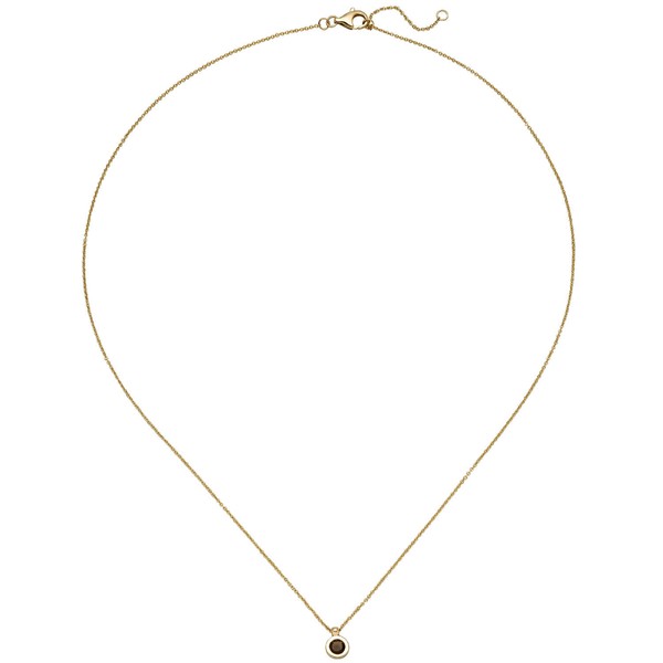 0,9mm Ankerkette Rauchquarz 585 Gelbgold 45cm
