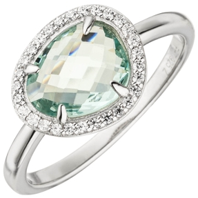Ring Damenring mit hellblauen Glasstein weißen Zirkonia, 925 Silber, rhodiniert Ring Damenring mit hellblauen Glasstein weißen Zirkonia, 925 Silber, rhodiniert