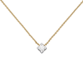 Solitär Collier mit Anhänger Diamant Brillant, 750 Gold Gelbgold Weißgold, 45cm Solitär Collier mit Anhänger Diamant Brillant, 750 Gold Gelbgold Weißgold, 45cm