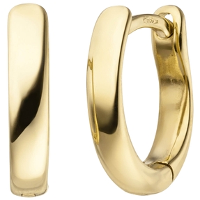 Paar Ohrringe Creolen 13x2,8mm aus 750 Gold Gelbgold Klappcreolen oval Paar Ohrringe Creolen 13x2,8mm aus 750 Gold Gelbgold Klappcreolen oval