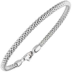 3,6mm Armband Popcornkette Weißgoldarmband Armkette, 750 Gold Weißgold, 20cm