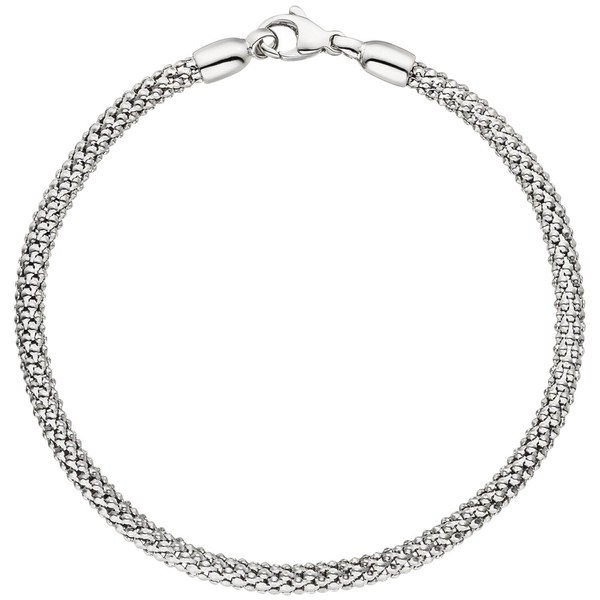 3,6mm Armband Popcornkette 750 Weißgold 20cm