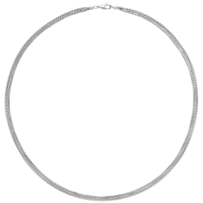3,6mm Popcorn Kette Halskette Goldkette 3-reihig aus 750 Gold Weißgold, 45cm
