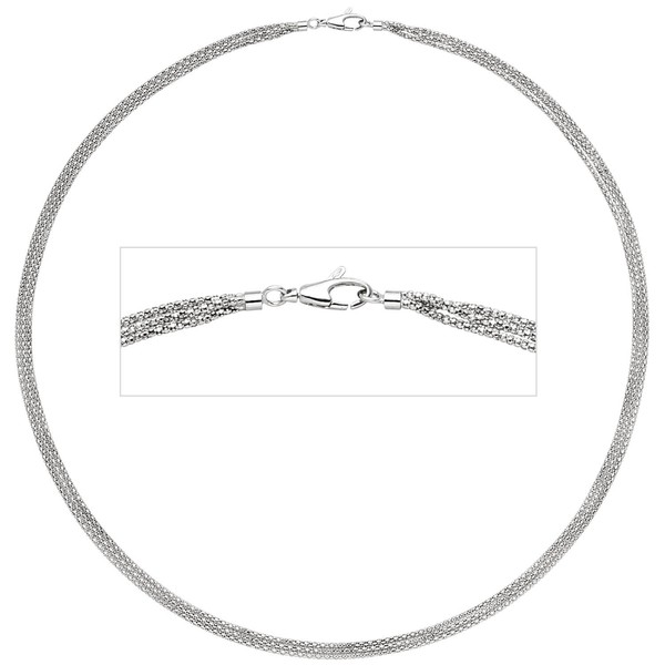 3,6mm Popcorn Kette 3-reihig 750 Weißgold 45cm