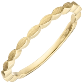 Ring Damenring Fingerschmuck, verkettete Oliven, 585 Gold Gelbgold, mattiert