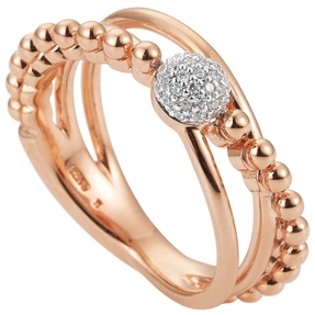 Ring Damenring mit 31 Diamanten Brillanten, 3-reihig, 585 Gold Rotgold Rosegold