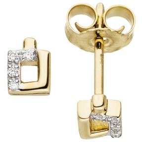 Ohrstecker Ohrringe mit 8 Diamanten Brillanten, 585 Gold Gelbgold teilrhodiniert Ohrstecker Ohrringe mit 8 Diamanten Brillanten, 585 Gold Gelbgold teilrhodiniert