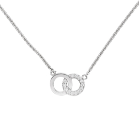 Collier Ankerkette zwei Ringe mit 13 Diamanten Brillanten 585 Gold Weißgold 45cm