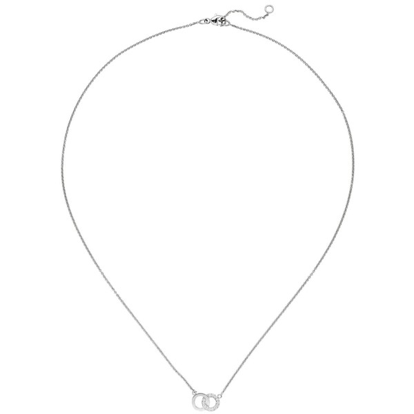 Ankerkette 2 Ringe 13 Brillanten 585 Weißgold 45cm