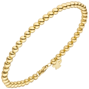 4mm Armband Kugelarmband mit Anhänger Engel 585 Gold Gelbgold, teilmatt, 19cm
