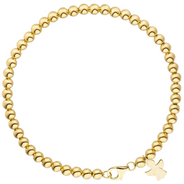 4mm Kugelarmband Anhänger Engel 585 Gelbgold 19cm