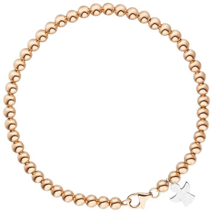 4mm Kugelkette Engel 585 Rotgold Weißgold 19cm
