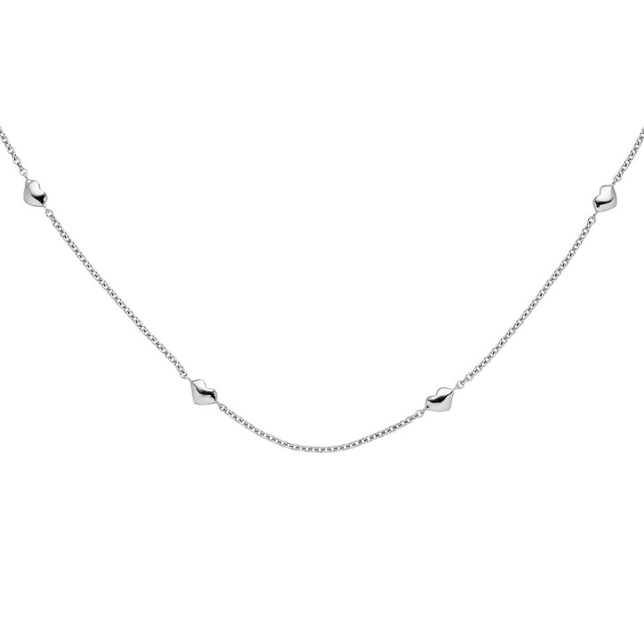 1,1mm Collier Herzchen aus 585 Weißgold 45cm