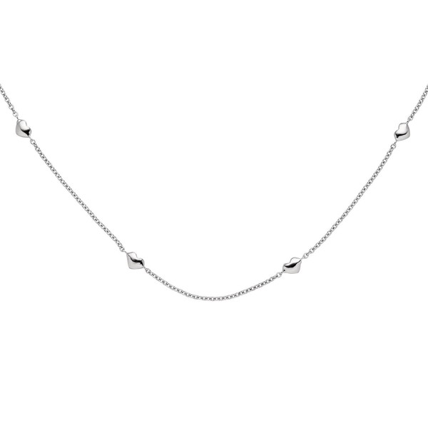 1,1mm Collier Herzchen aus 585 Weißgold 45cm