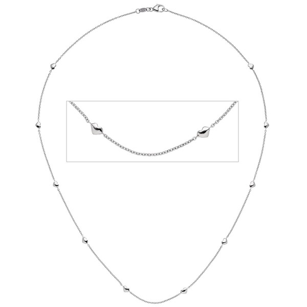 1,1mm Collier Herzchen aus 585 Weißgold 45cm