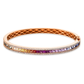 Armreif aus 750 Rotgold 36 Saphire 3,83ct mehrfarbig 142 Brillanten 0,92ct TW-SI Armreif aus 750 Rotgold 36 Saphire 3,83ct mehrfarbig 142 Brillanten 0,92ct TW-SI