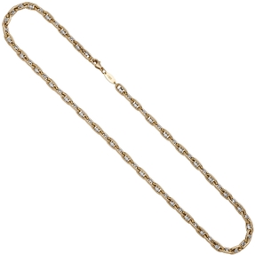 5,6mm Kette Phantasiekette Halsschmuck, 585 Gold Gelbgold Weißgold bicolor, 50cm 5,6mm Kette Phantasiekette Halsschmuck, 585 Gold Gelbgold Weißgold bicolor, 50cm