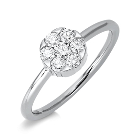 Ring Kreis 750 Weißgold 6 Brillanten 0,27ct TW-SI 1 Brillant 0,1ct TW-SI Ø6,8mm