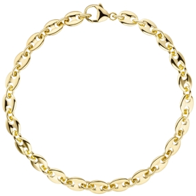 6mm x 4mm Armband Armkette Kaffeebohnen Armschmuck aus 585 Gold Gelbgold, 21cm 6mm x 4mm Armband Armkette Kaffeebohnen Armschmuck aus 585 Gold Gelbgold, 21cm