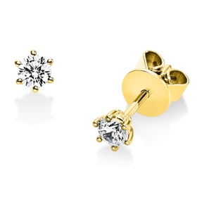 Solitaire Ohrstecker aus 750 Gold Gelbgold 2 Brillanten 0,3ct TW-SI 6er-Krappe