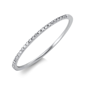 Halb-Memoire Ring schmal aus 750 Weißgold 27 Diamanten 0,08ct TW-SI B:0,9mm