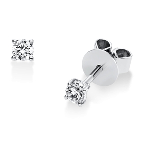 Solitaire Ohrstecker aus 750 Weißgold 2 Brillanten 0,2ct TW-SI Ø3mm 4er-Krappe