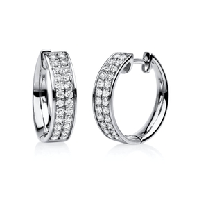 Creolen 2-reihig aus 750 Weißgold 48 Brillanten 0,52ct TW-VSI/SI 16,2x4,2mm Creolen 2-reihig aus 750 Weißgold 48 Brillanten 0,52ct TW-VSI/SI 16,2x4,2mm