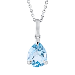 Collier aus 750 Gold Weißgold Topas 1,83ct skyblue L:45cm