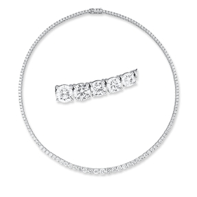 Collier aus 750 Gold Weißgold 146 Diamanten 12,88ct TW-PI L:41,2cm