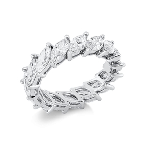Ring aus 750 Weißgold 16 Diamanten Navette-Schliff 3,8ct TW-SI B:5,5mm 2er-Krappe