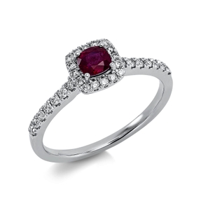Ring aus 750 Weißgold Rubin 0,37ct rot 30 Brillanten 0,23ct TW-SI B:6,5mm