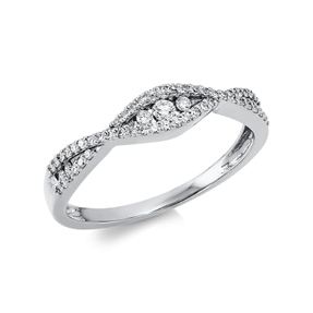 Ring gewellt aus 750 Gold Weißgold 57 Brillanten 0,2ct TW-SI B:4,3mm