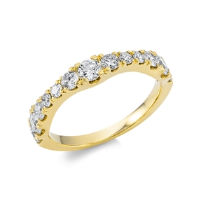 Ring aus 750 Gold Gelbgold 13 Brillanten 1ct TW-SI B:3,6mm