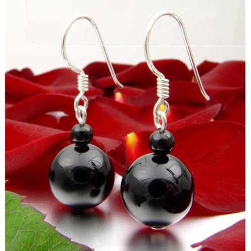 Ohrschmuck aus Onyx und 925 Silber