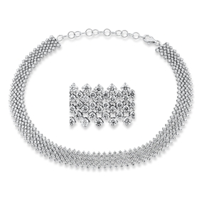 Collier aus 750 Gold Weißgold 515 Brillanten 14,04ct TW-SI L:42mm