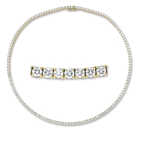 Collier aus 750 Gold Gelbgold 137 Brillanten 15,72ct TW-SI L:45cm