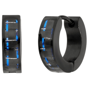 Creolen 13,2mm Klappcreolen aus Edelstahl schwarz lackiert mit Carbon-Einlagen Creolen 13,2mm Klappcreolen aus Edelstahl schwarz lackiert mit Carbon-Einlagen