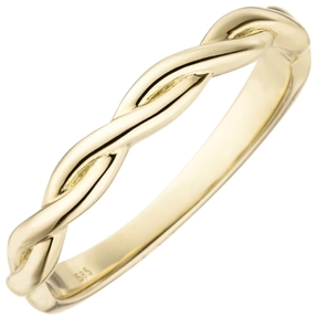 Ring Damenring 2-reihig geflochten 585 Gold Gelbgold Fingerschmuck Gelbgoldring