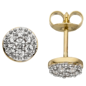 Ohrstecker Ohrringe Zirkonia bicolor 375 Gold Gelbgold Ohrschmuck Ohrstecker Ohrringe Zirkonia bicolor 375 Gold Gelbgold Ohrschmuck
