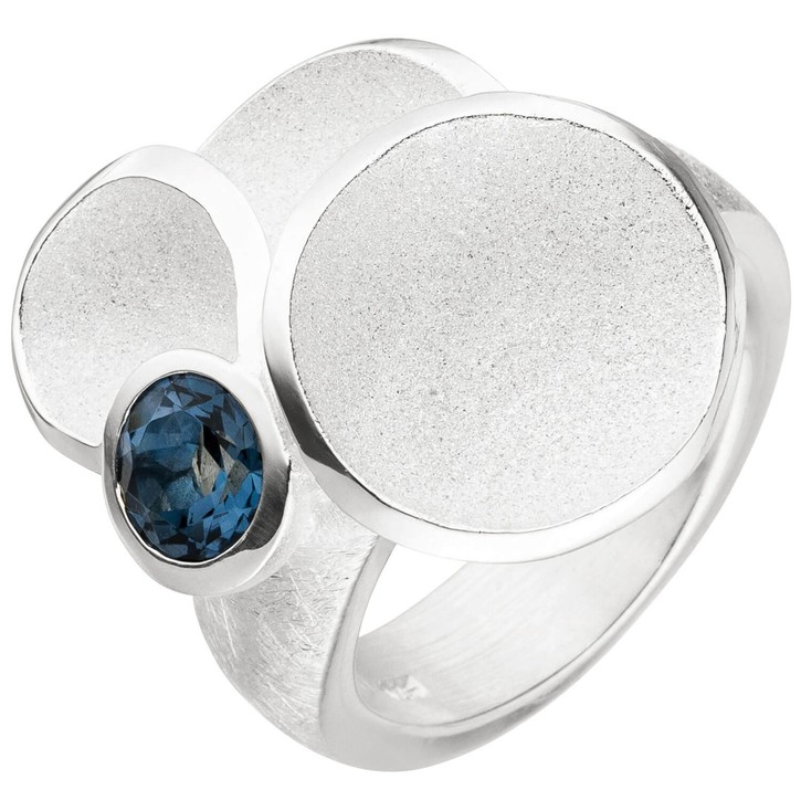 Ring Blautopas hellblau Topas 925 Silber eismatt