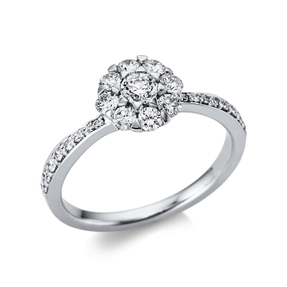 Ring 750 Gold White Gold 25 Diamonds 0.72ct TW-SI Ø9mm