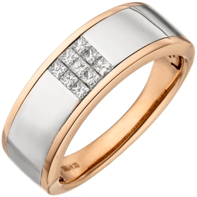 Ring Damenring 9 Brillanten Diamanten Princess-Schliff 585 Gold Rotgold Rosegold Ring Damenring 9 Brillanten Diamanten Princess-Schliff 585 Gold Rotgold Rosegold