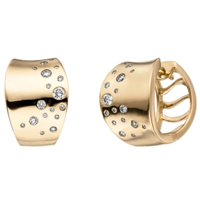 Creolen Klappcreolen mit 34 Diamanten Brillanten breit gewölbt 585 Gold Gelbgold Creolen Klappcreolen mit 34 Diamanten Brillanten breit gewölbt 585 Gold Gelbgold