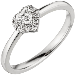 Ring Herz Herzchen 10 Diamanten Brillanten 585 Gold Weißgold