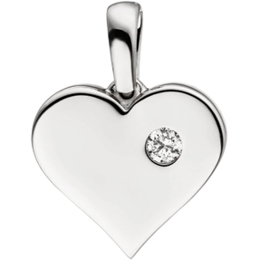 Anhänger Halsschmuck Herz Herzchen mit Diamant Brillant, 585 Gold Weißgold