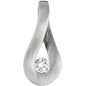Anhänger Halsschmuck Tropfen mit Diamant Brillant, 950 Platin, mattiert