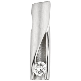 Anhänger Halsschmuck Röhrchen mit Diamant Brillant, 950 Platin, teilmattiert