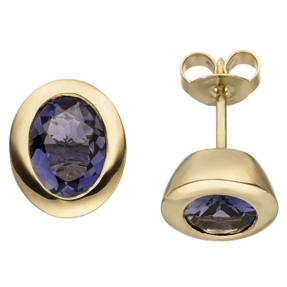 Ohrstecker Ohrringe mit blauen Iolithe 585 Gold Gelbgold Goldohrringe Ohrschmuck Ohrstecker Ohrringe mit blauen Iolithe 585 Gold Gelbgold Goldohrringe Ohrschmuck