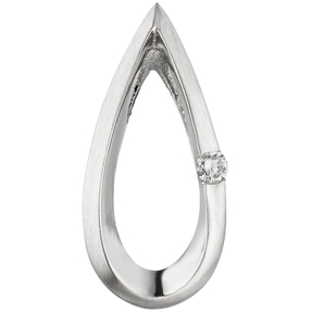 Anhänger Halsschmuck Tropfen mit Diamant Brillant, 950 Platin, teilmattiert
